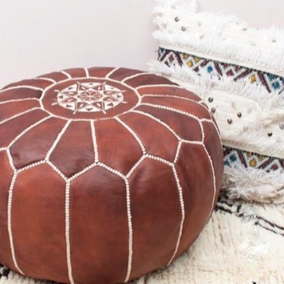 Authentic Moroccan Leather Pouf - Picture 6 of 8
